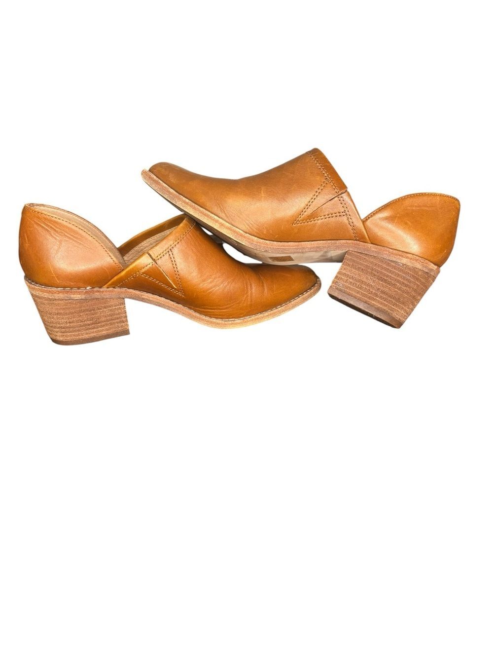 Madewell The Brady Lowcut Booties in English Saddle Block Heel Leathet Size 6.5 - Picture 6 of 10